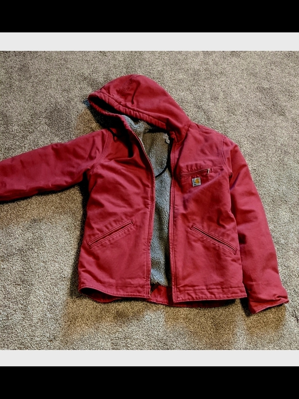 Carhartt Raspberry Pink Hooded Sherpa-Lined Jacket
